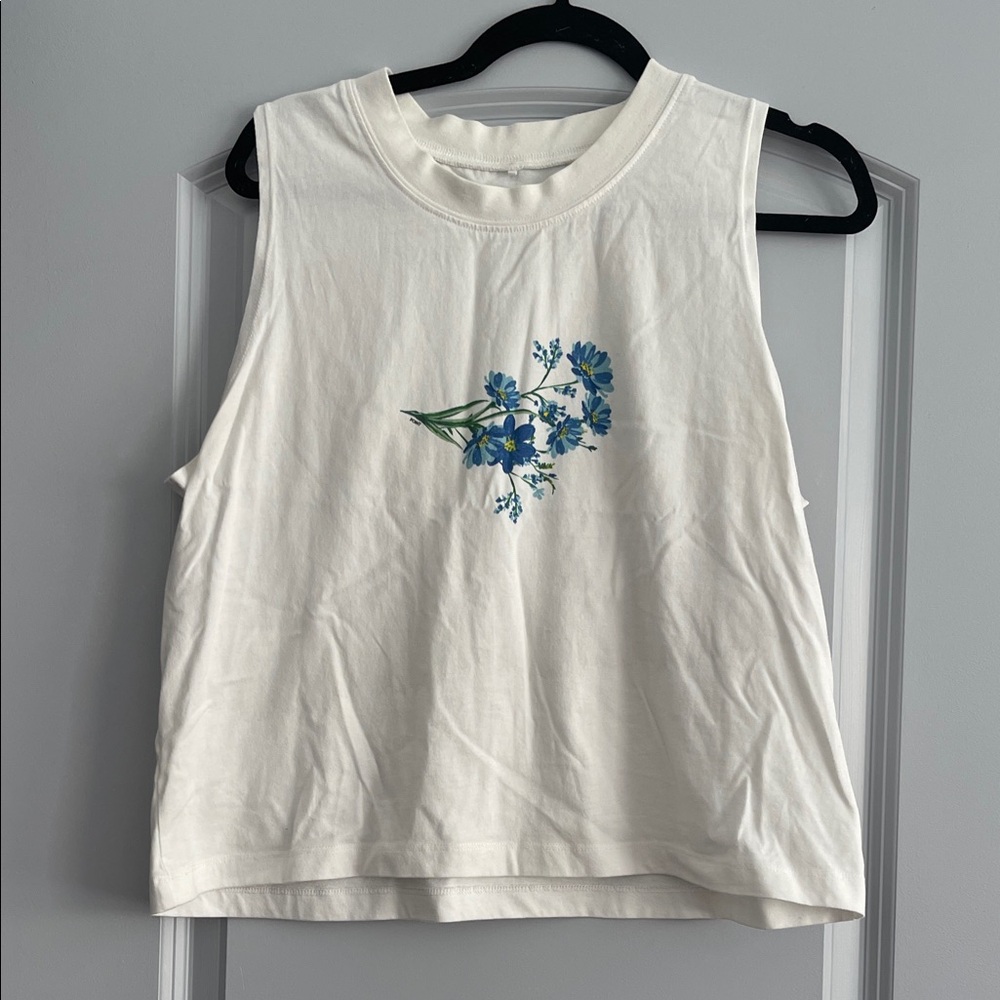 Floral Print White Tank Top